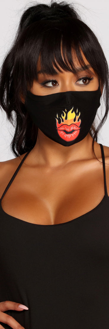 Sassy Flaming Lips Face Mask With Earloops is a trendy pick to create 2023 festival outfits, festival dresses, outfits for concerts or raves, and complete your best party outfits!