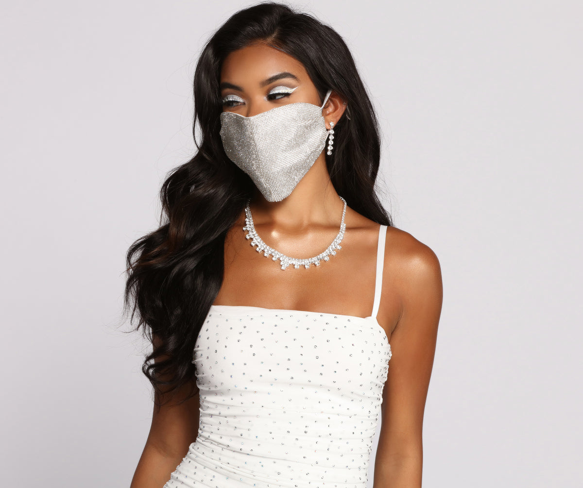 Rhinestone Face Mask With Earloops