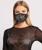 Metallic Moment Sequin Face Mask styled with Halloween Spiderweb Long Sleeve Top