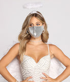 Shimmering Silver Sequin Face Mask styled with Windsor Angel Costumes