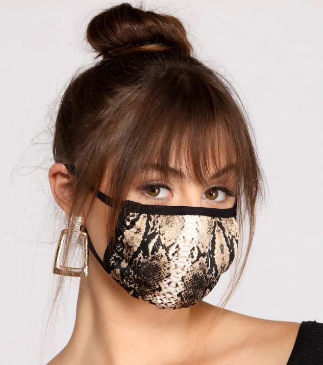 Snake Print Face Mask With Earloops