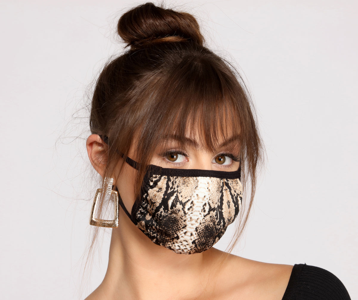 Snake Print Face Mask With Earloops