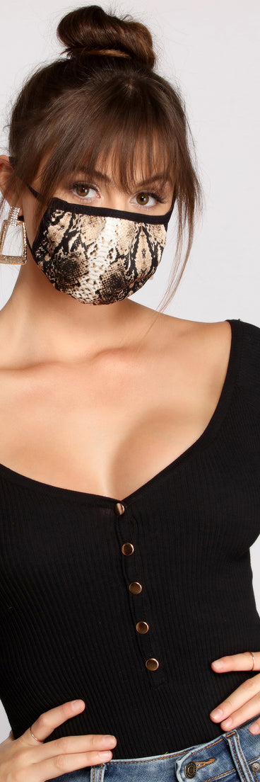 Snake Print Face Mask With Earloops