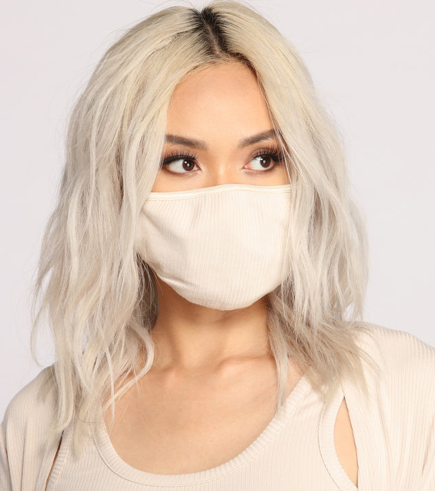 You’ll look stunning in the Basic Ribbed Knit Face Mask when paired with its matching separate to create a glam clothing set perfect for parties, date nights, concert outfits, back-to-school attire, or for any summer event!
