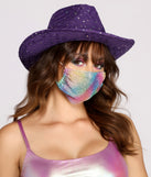 Rainbow Rhinestone Mesh Face Mask