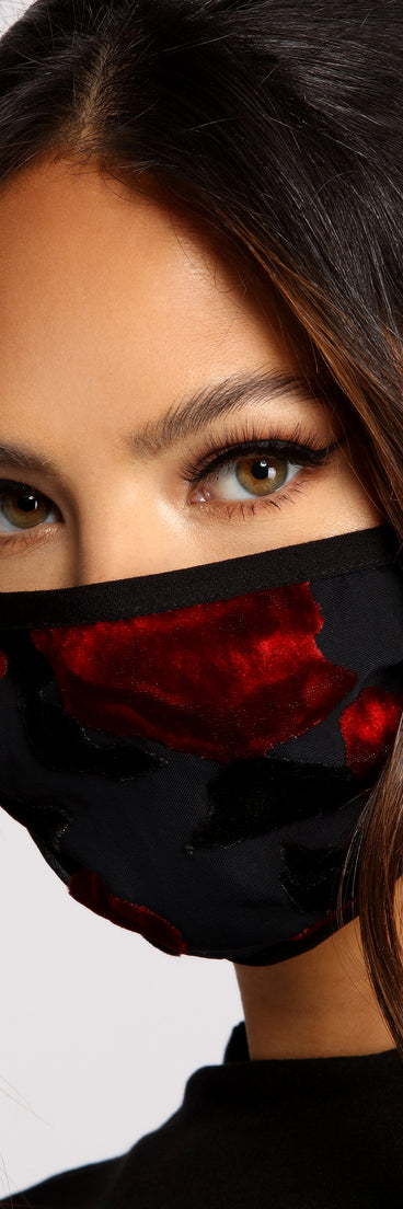 Floral Velvet Mesh Face Mask