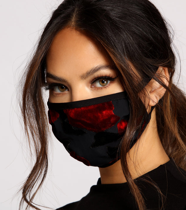 Floral Velvet Mesh Face Mask