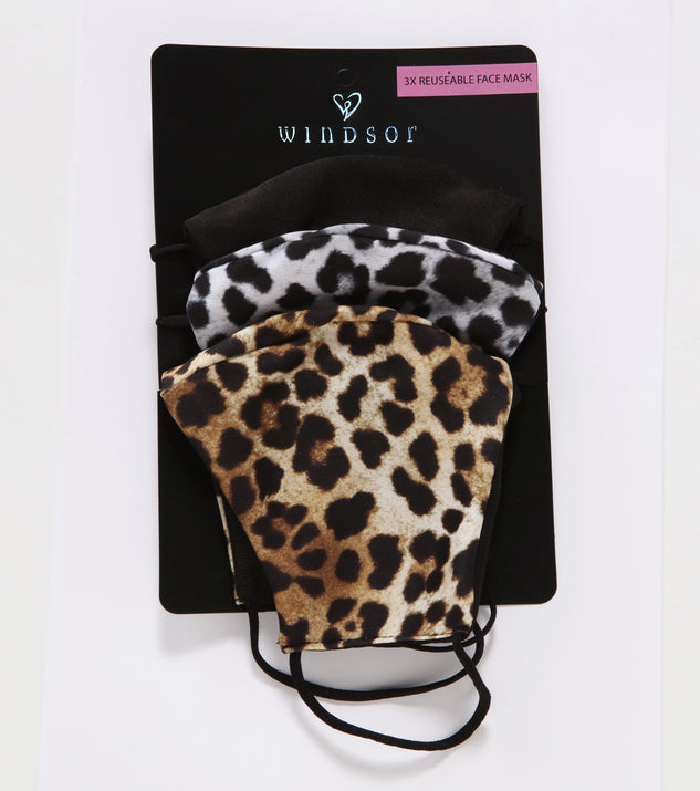 Three Pack Leopard Print Face Mask