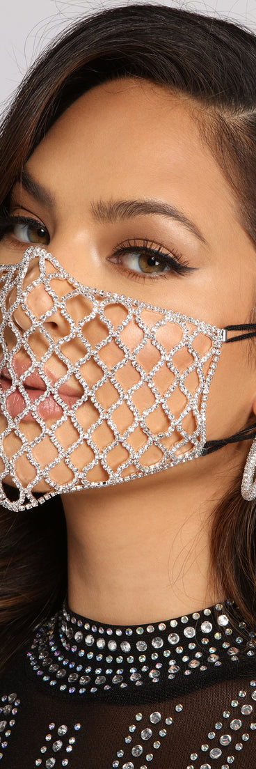 Luxe Rhinestone Face Mask With Earloops