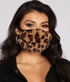 Leopard Print Faux Fur Face Mask for 2022 festival outfits, festival dress, outfits for raves, concert outfits, and/or club outfits