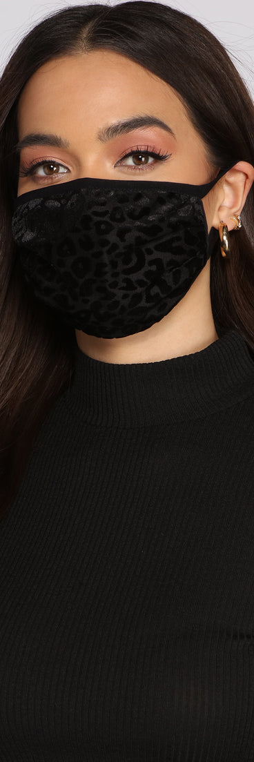 Velvet Leopard Print Face Mask