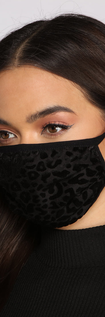 Velvet Leopard Print Face Mask