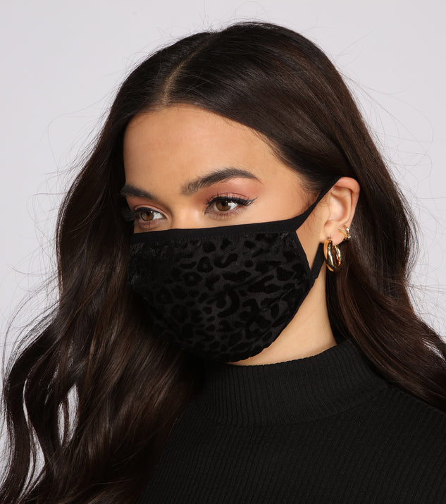 Velvet Leopard Print Face Mask