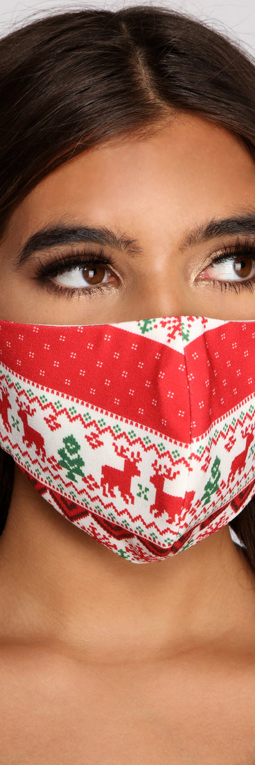 Festive Reindeer Holiday Face Mask