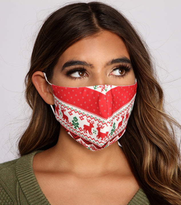 Festive Reindeer Holiday Face Mask