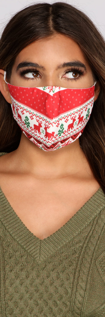 Festive Reindeer Holiday Face Mask