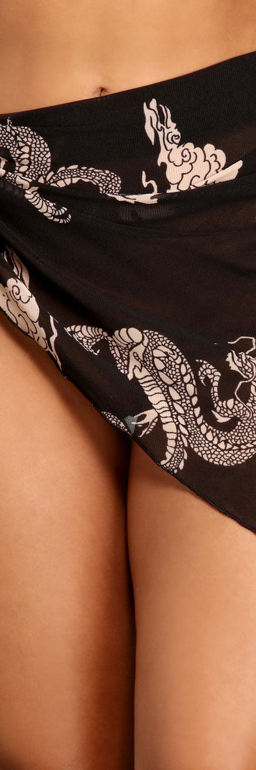 Dragon Print Swim Coverup is a trendy pick to create 2023 festival outfits, festival dresses, outfits for concerts or raves, and complete your best party outfits!