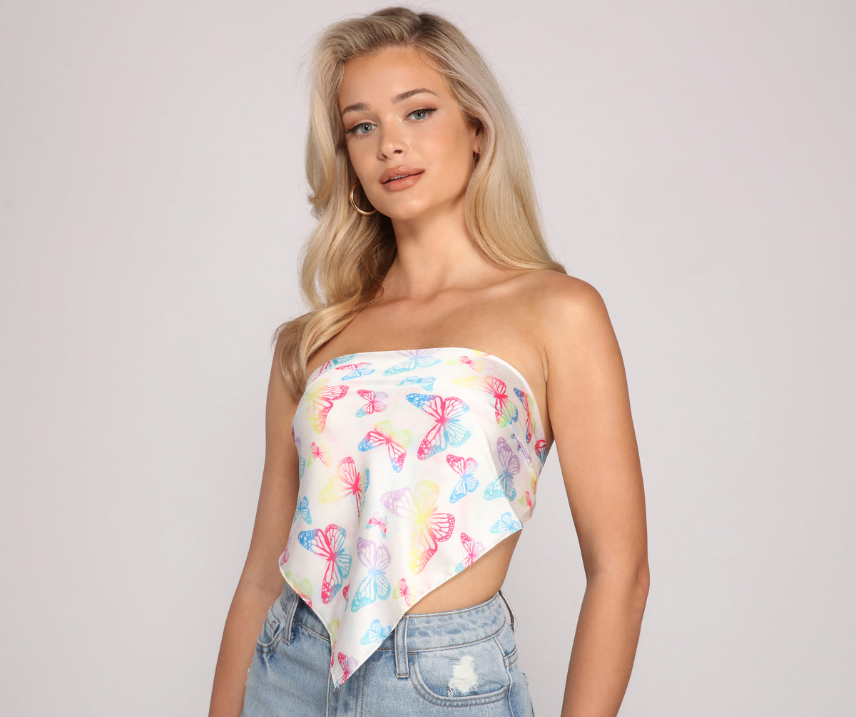 Satin Butterfly Babe Scarf Top