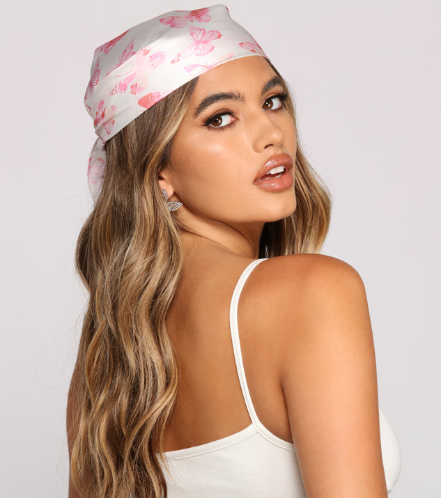 Chic Butterfly Printed Satin Scarf is a trendy pick to create 2023 festival outfits, festival dresses, outfits for concerts or raves, and complete your best party outfits!