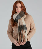 Buffalo Plaid Noodle Fringe Blanket Scarf for 2022 festival outfits, festival dress, outfits for raves, concert outfits, and/or club outfits