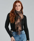 Weekend Cozy Plaid Fringe Scarf for 2022 festival outfits, festival dress, outfits for raves, concert outfits, and/or club outfits