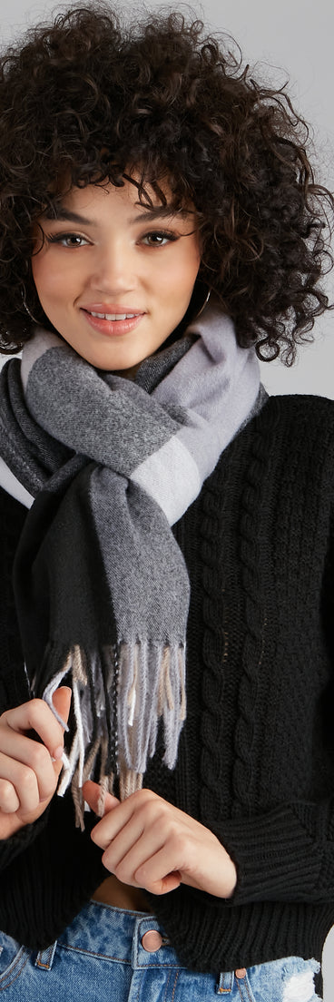 Big City Chic Plaid Fringe Scarf for 2022 festival outfits, festival dress, outfits for raves, concert outfits, and/or club outfits