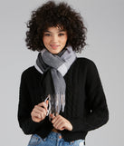 Big City Chic Plaid Fringe Scarf for 2022 festival outfits, festival dress, outfits for raves, concert outfits, and/or club outfits