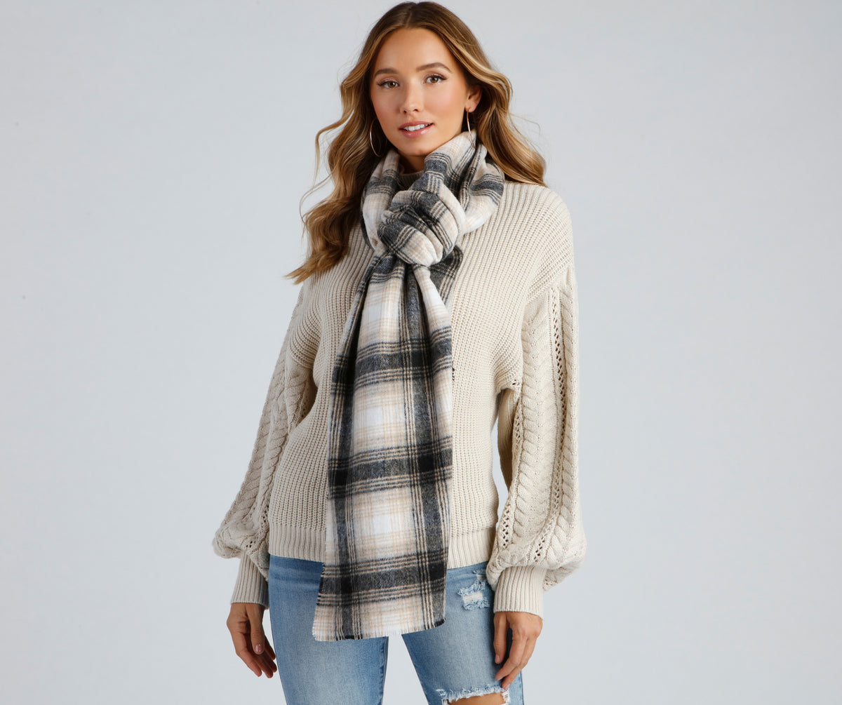 Cozy In Plaid Brushed Woven Scarf
