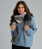 Apple Cider Plaid Noodle Fringe Scarf for 2022 festival outfits, festival dress, outfits for raves, concert outfits, and/or club outfits