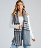 SoHo Plaid Frey Hem Scarf creates the perfect New Year’s Eve Outfit or new years dress with stylish details in the latest trends to ring in 2023!