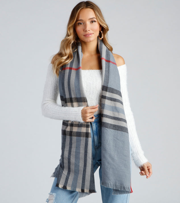 SoHo Plaid Frey Hem Scarf creates the perfect New Year’s Eve Outfit or new years dress with stylish details in the latest trends to ring in 2023!
