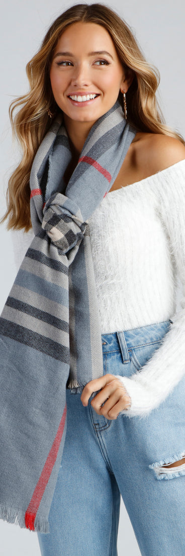 SoHo Plaid Frey Hem Scarf