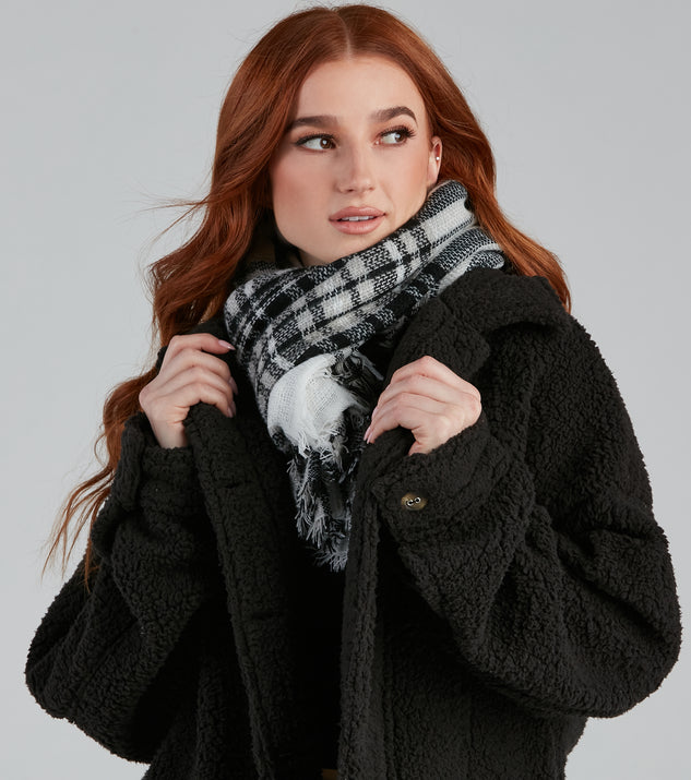Cuddle Over Plaid Blanket Scarf