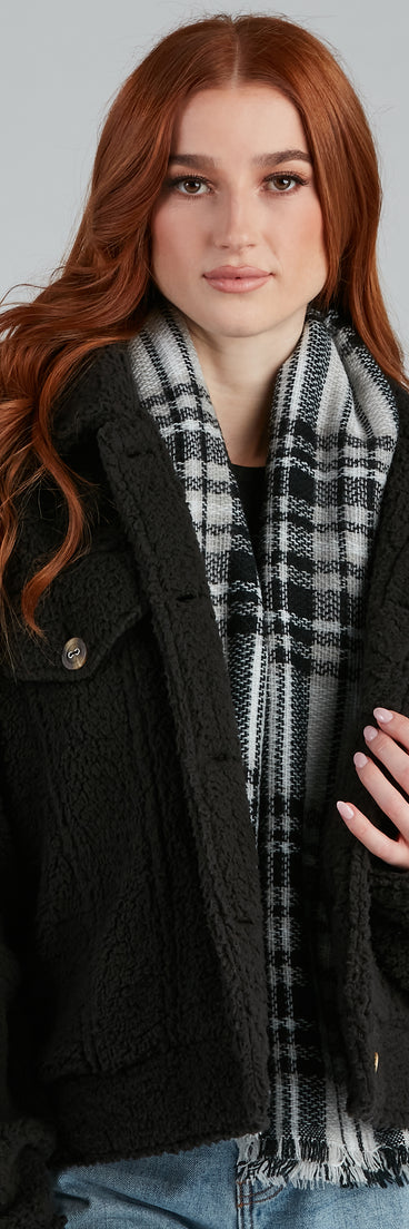 Cuddle Over Plaid Blanket Scarf