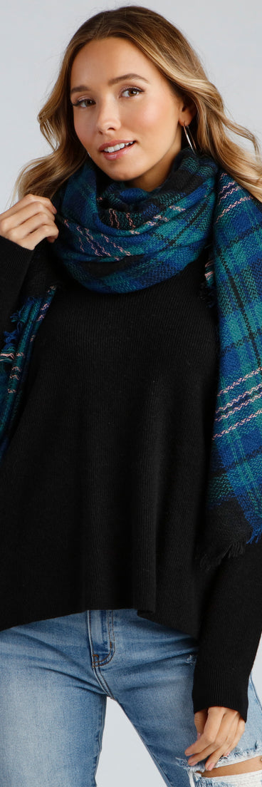 Wrapped In Plaid Frayed Scarf