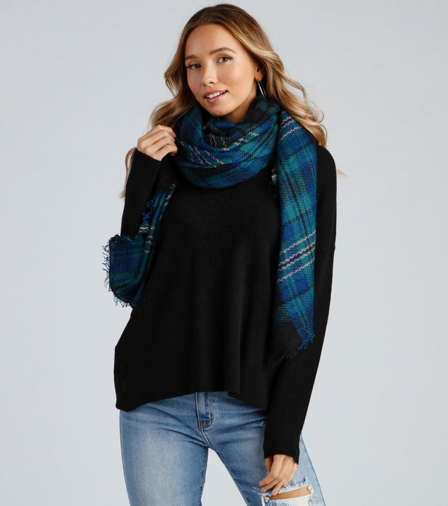 Wrapped In Plaid Frayed Scarf