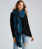 Wrapped In Plaid Frayed Scarf
