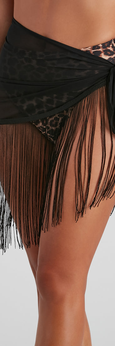 Fun In Fringe Mesh Swim Wrap for 2022 festival outfits, festival dress, outfits for raves, concert outfits, and/or club outfits