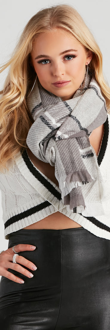 Bundle Up Plaid Blanket Scarf