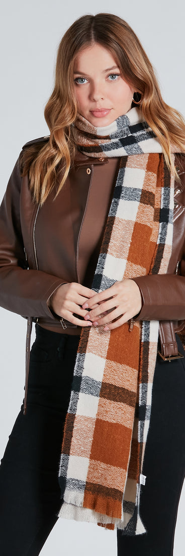 Softest Style Plaid Frayed Scarf