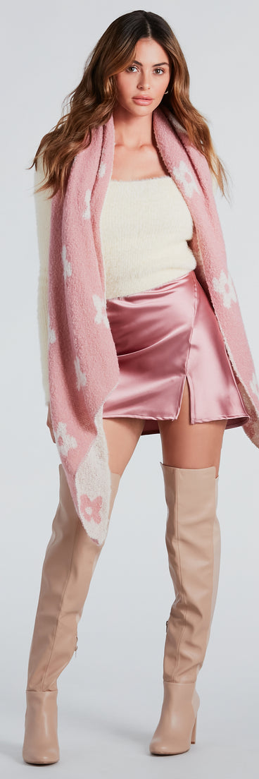 Cutest Vibe Flower Print Knit Scarf