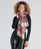 Favorite Season Plaid Frayed Scarf
