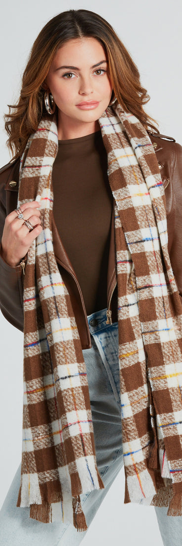 Cold Weather Cutie Long Plaid Scarf