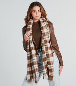 Cold Weather Cutie Long Plaid Scarf