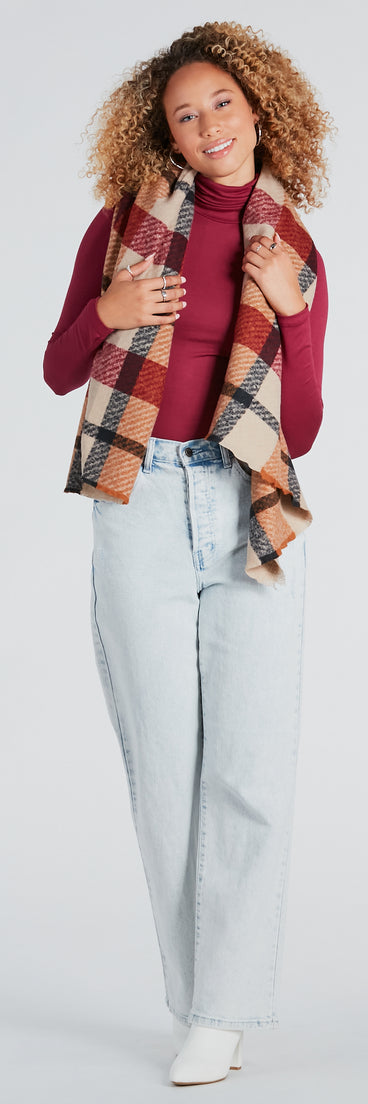Cozy Time Large Plaid Scarf