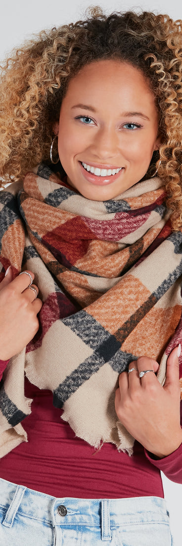 Cozy Time Large Plaid Scarf