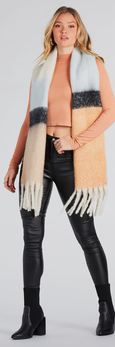 Winter Chill Striped Fringe Scarf