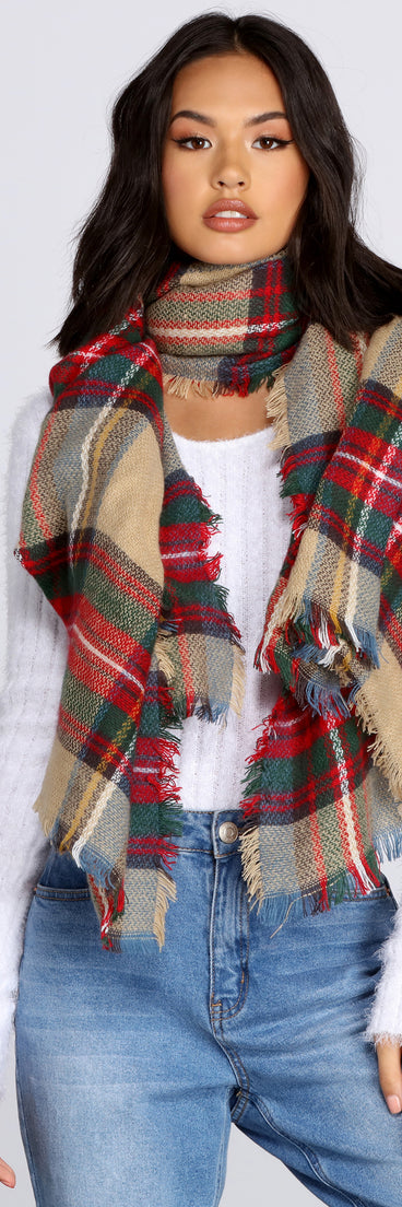 Cozy Plaid Blanket Scarf
