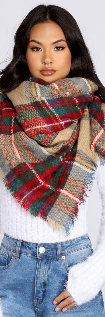 Cozy Plaid Blanket Scarf