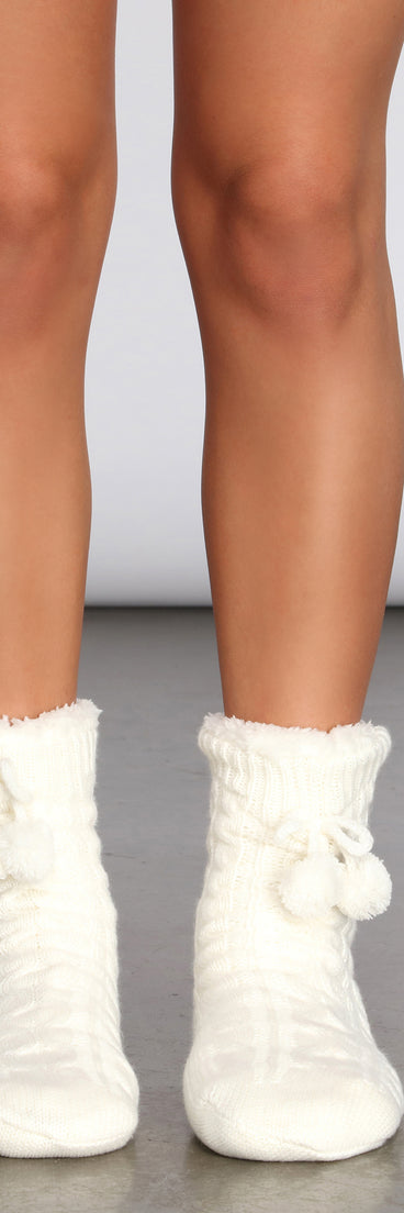 Rainy Days Knit Cozy Slipper Socks